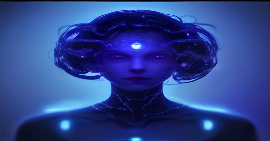 Conceptual illustration of an AI interpreting an image to generate story branches