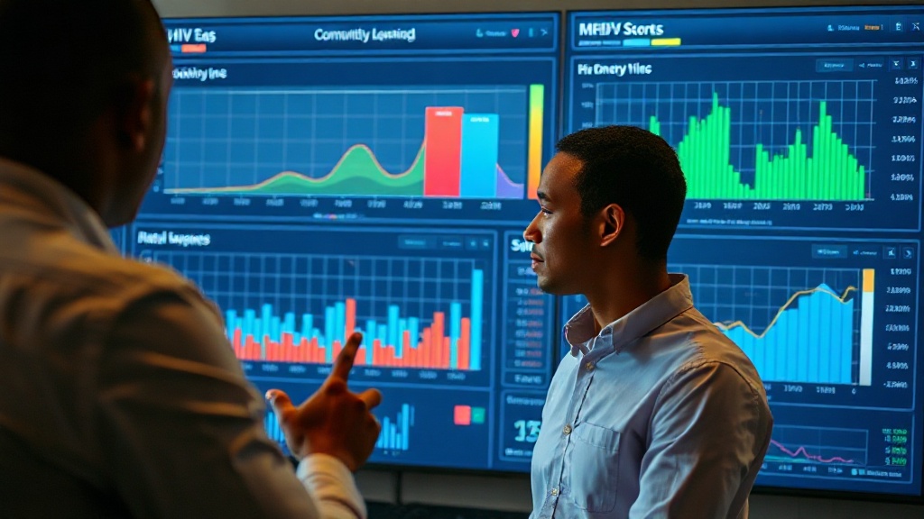 Data analyst reviewing a dashboard with community-level HIV need scores