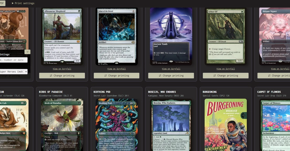 Browser-Based MTG Proxy Generator Built with React and TypeScript