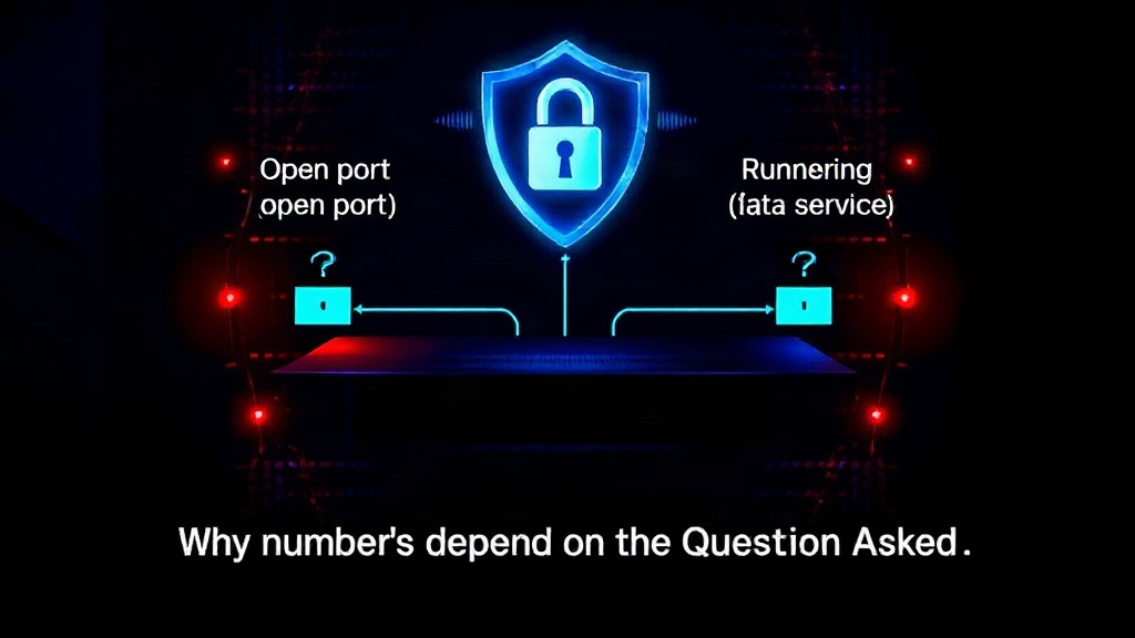 Diagram illustrating the difference between an open port and a running service on a network device