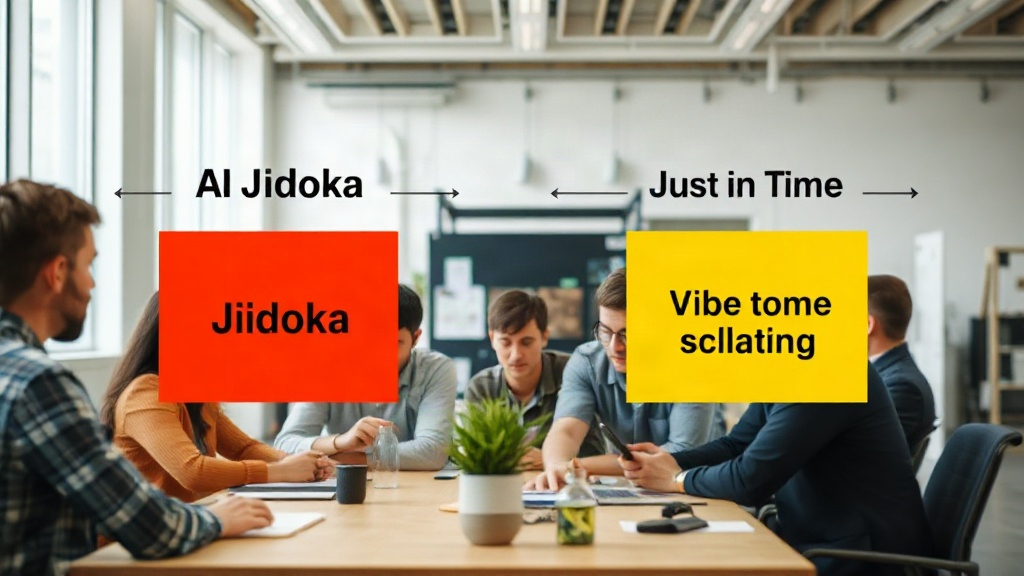 Visual representation of the Toyota Production System pillars: Jidoka and Just-in-Time