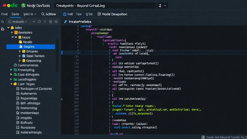 Node.js inspector interface in Chrome DevTools showing breakpoints and call stack