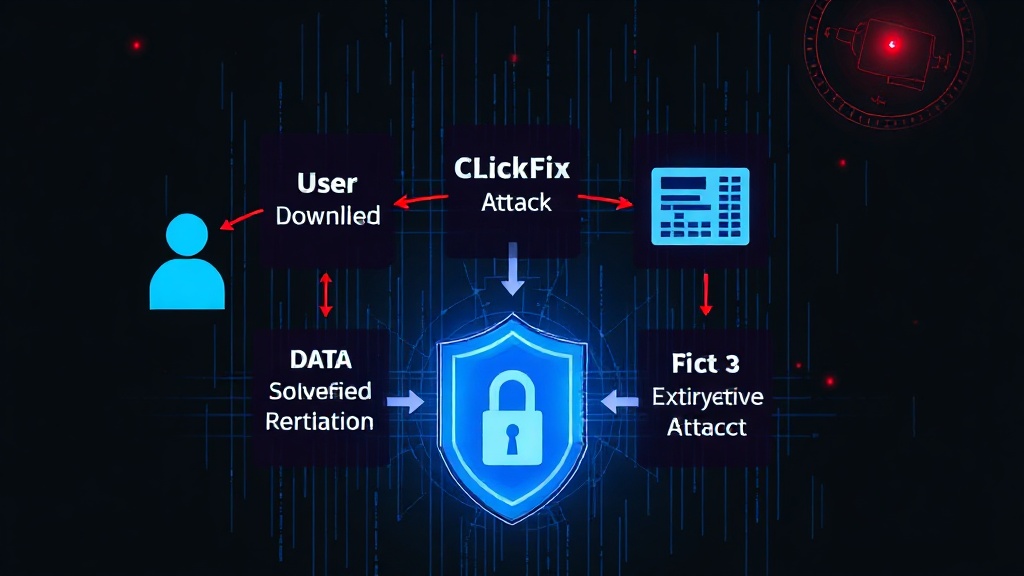 Diagram illustrating the ClickFix attack flow from user download to data exfiltration