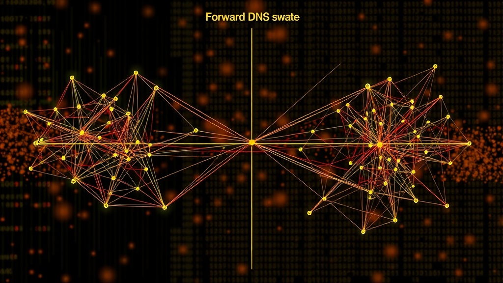 A network diagram illustrating the concept of forward and reverse DNS lookups.