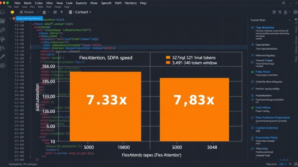 Comparison chart showing FlexAttention vs. SDPA speed on M1 Max with 32,768 tokens and 256-token window