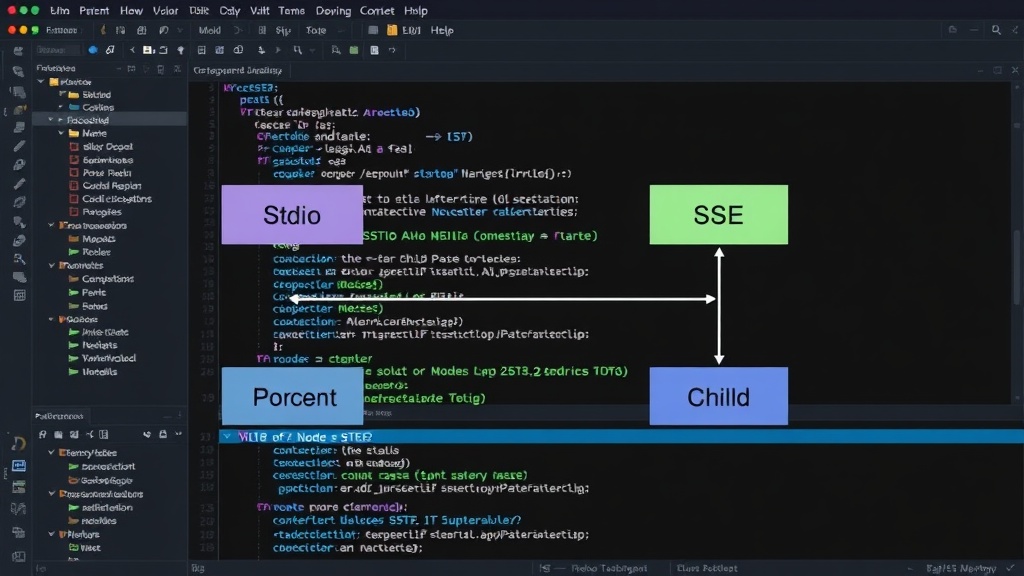 Diagram illustrating Node.js Stdio communication between parent and child processes