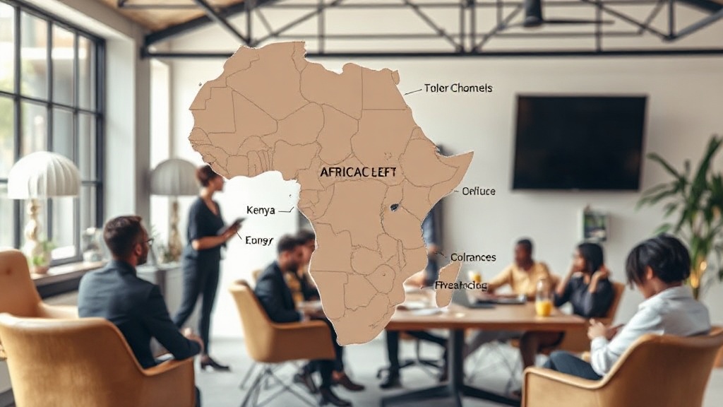 African continent map highlighting key technological hubs and media markets.