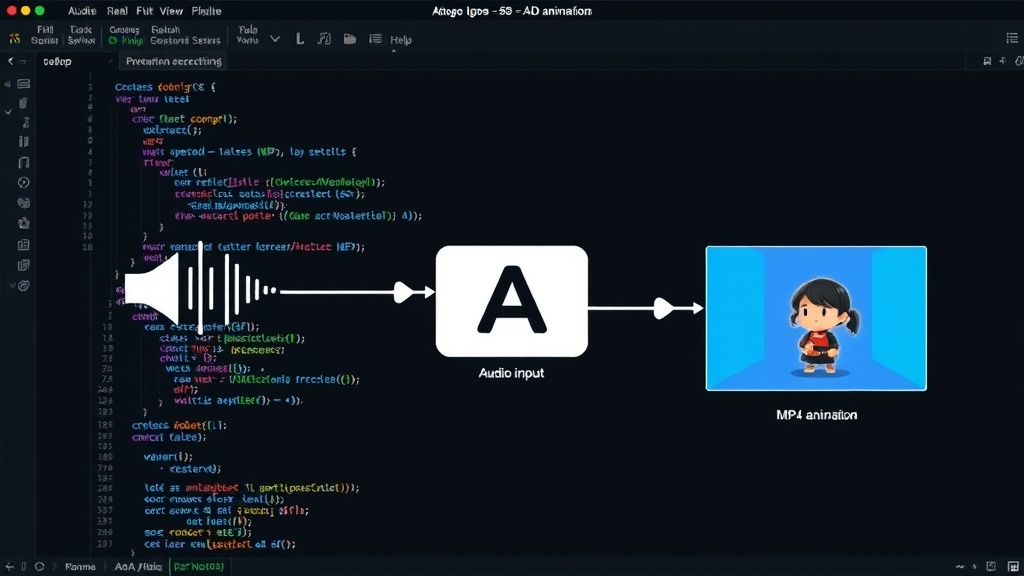 Diagram illustrating the AI pipeline from audio input to MP4 animation output.