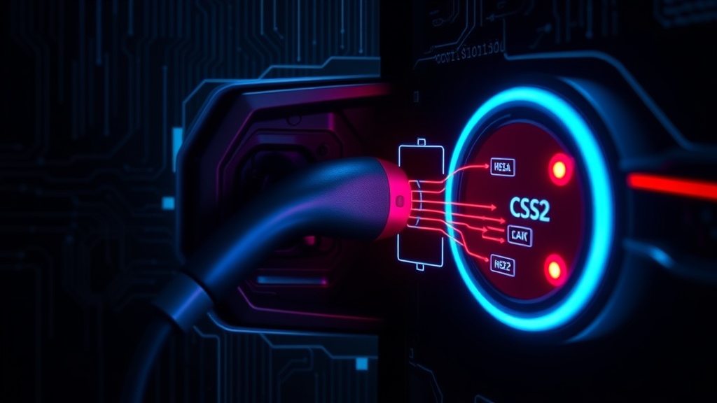 Diagram illustrating the CCS2 charging connector and internal communication pathways
