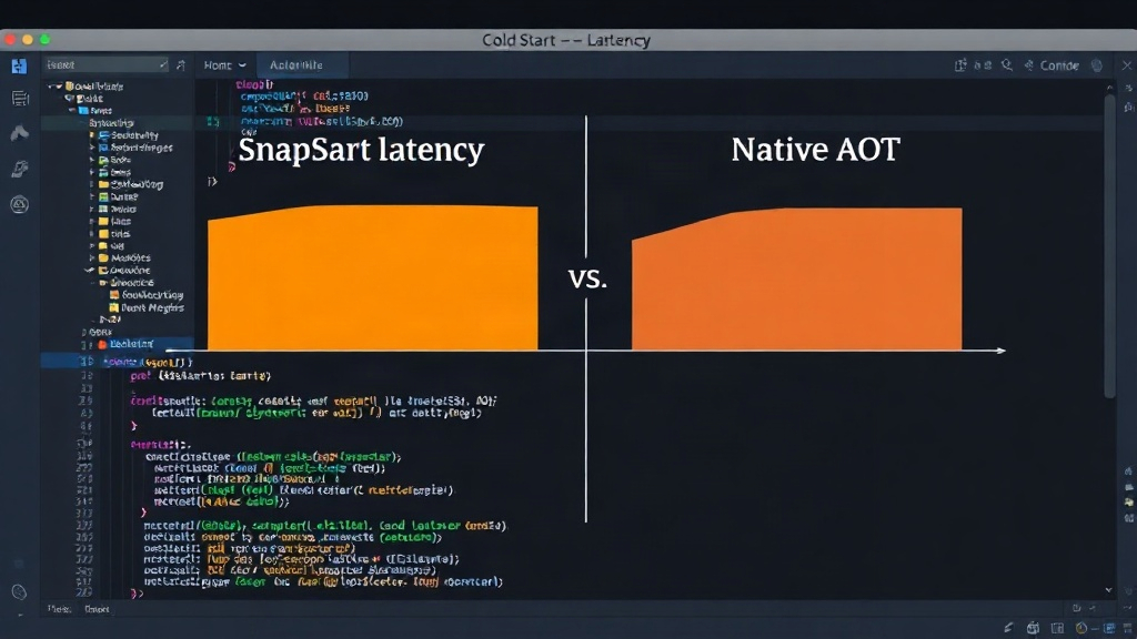 Comparison graph showing cold start latency for SnapStart vs. Native AOT