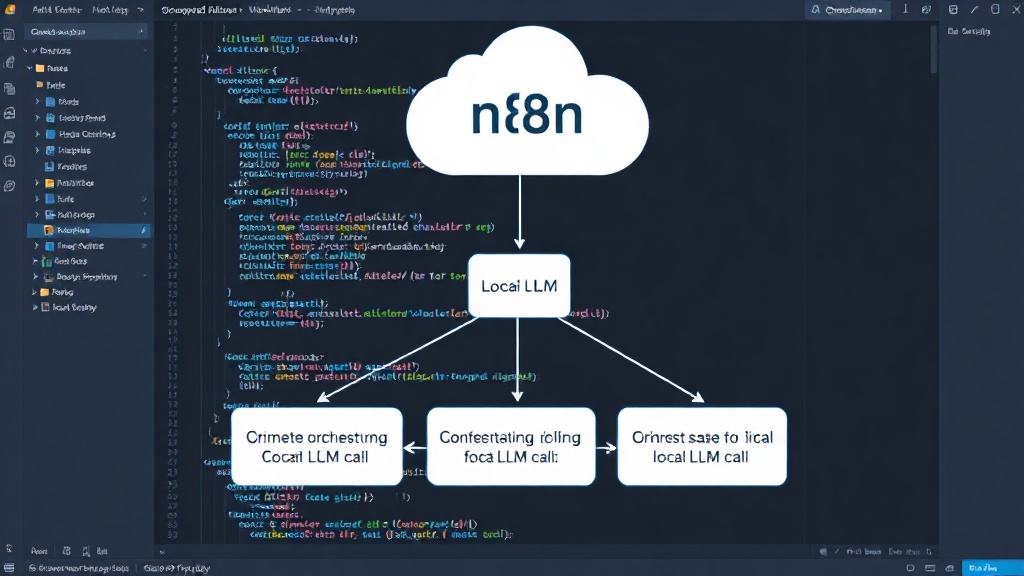 Diagram illustrating n8n orchestrating local LLM calls for secure data processing