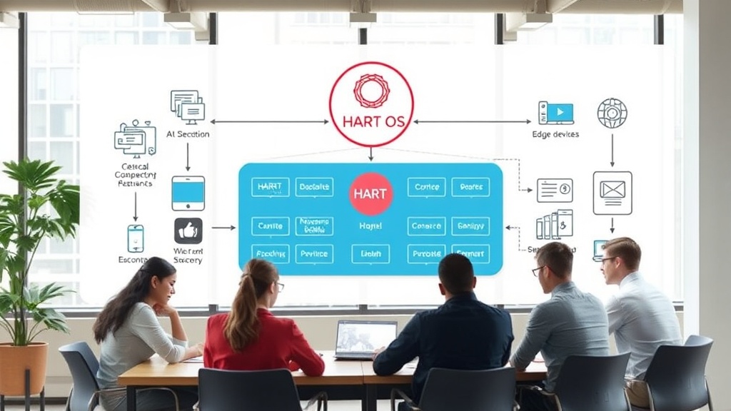 Diagram illustrating HART OS architecture connecting AI models to edge devices.