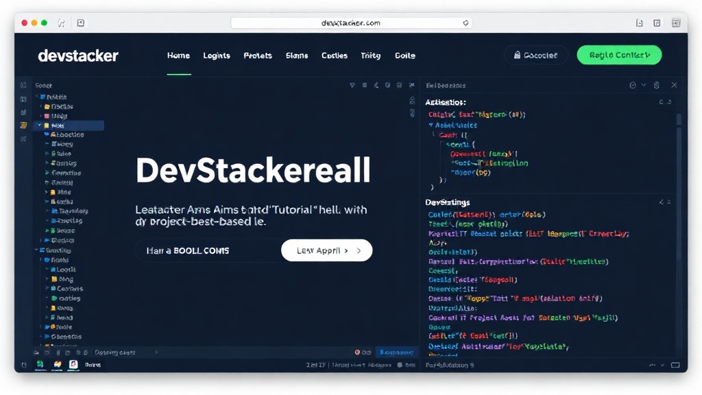 DevStacker website landing page showcasing project-based learning concept