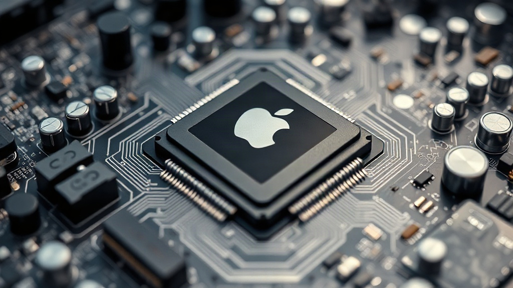 Conceptual illustration of an Apple M-Ultra chip architecture within a server chassis.