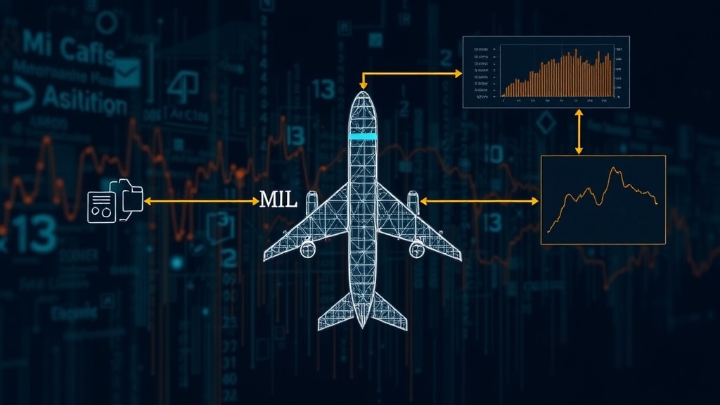 Diagram illustrating data flow from aircraft sensors to ML predictive model