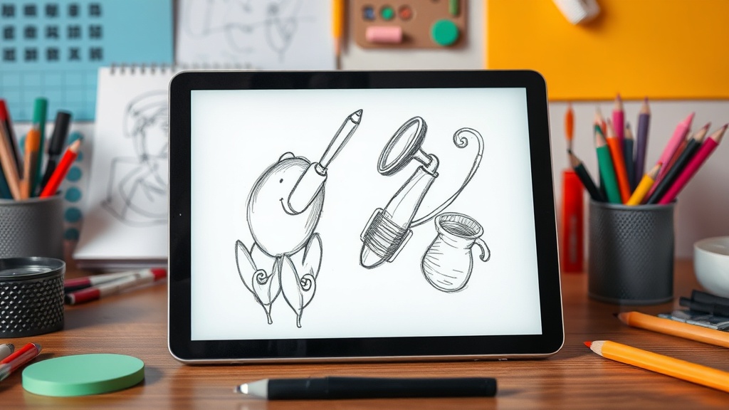 Remarkable tablet screen showing a user's initial doodle before AI processing