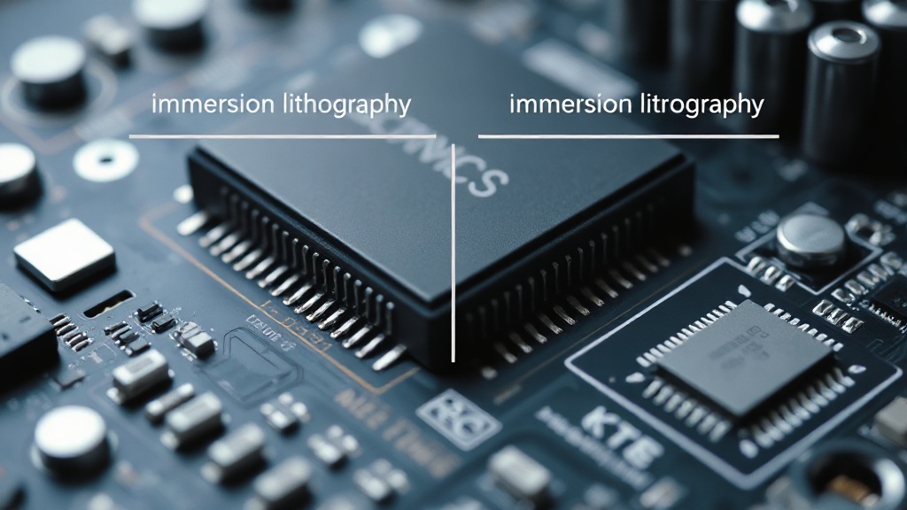 Diagram illustrating the difference between dry and immersion lithography optics