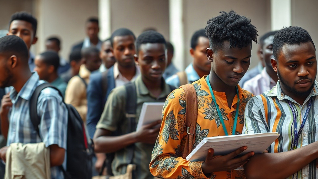 University students queuing for registration, highlighting manual processes in Nigerian higher education.