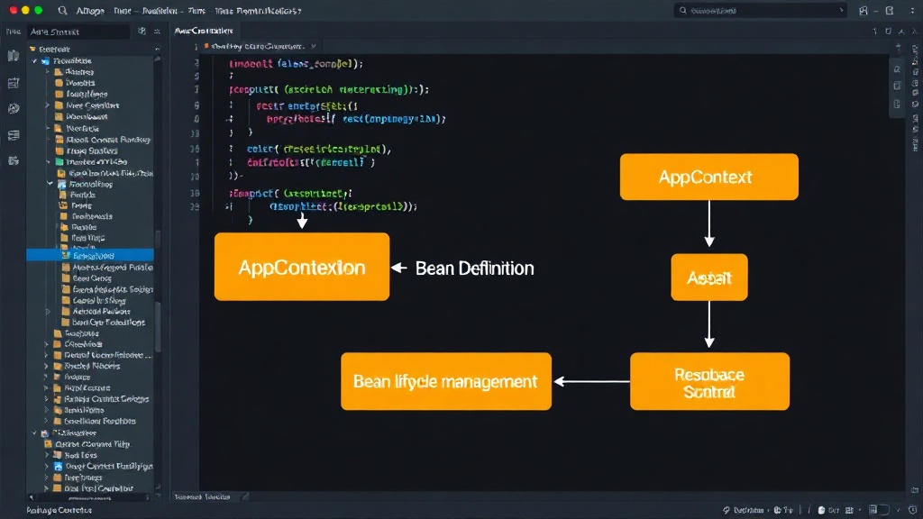 Diagram illustrating the relationship between AppContext, BeanDefinition, and bean lifecycle management