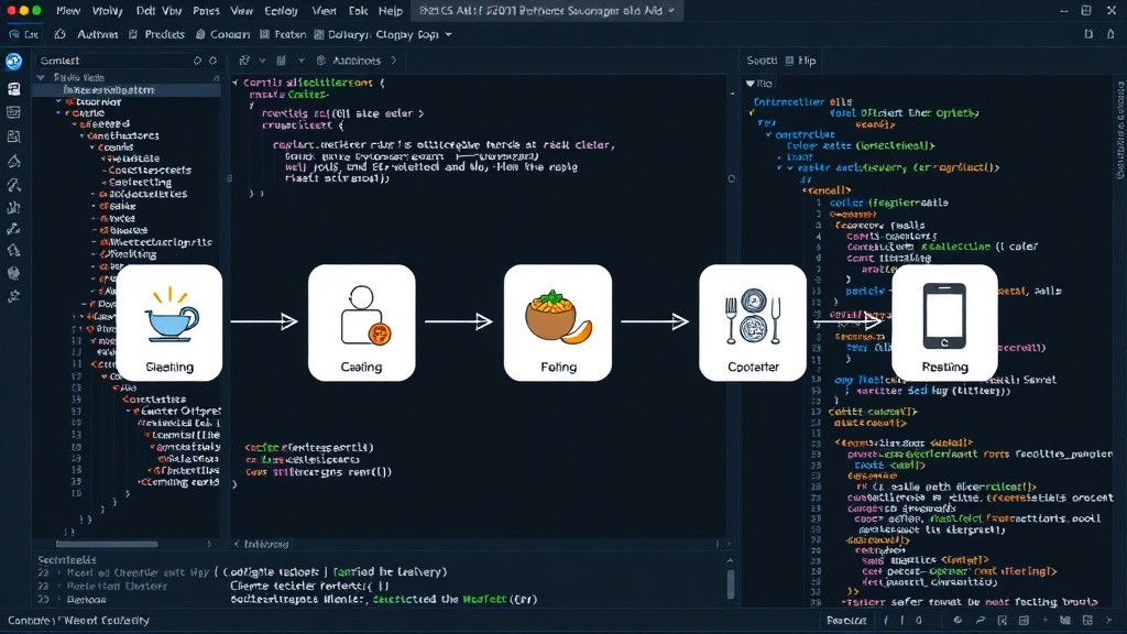 Diagram illustrating the user journey for a food delivery app