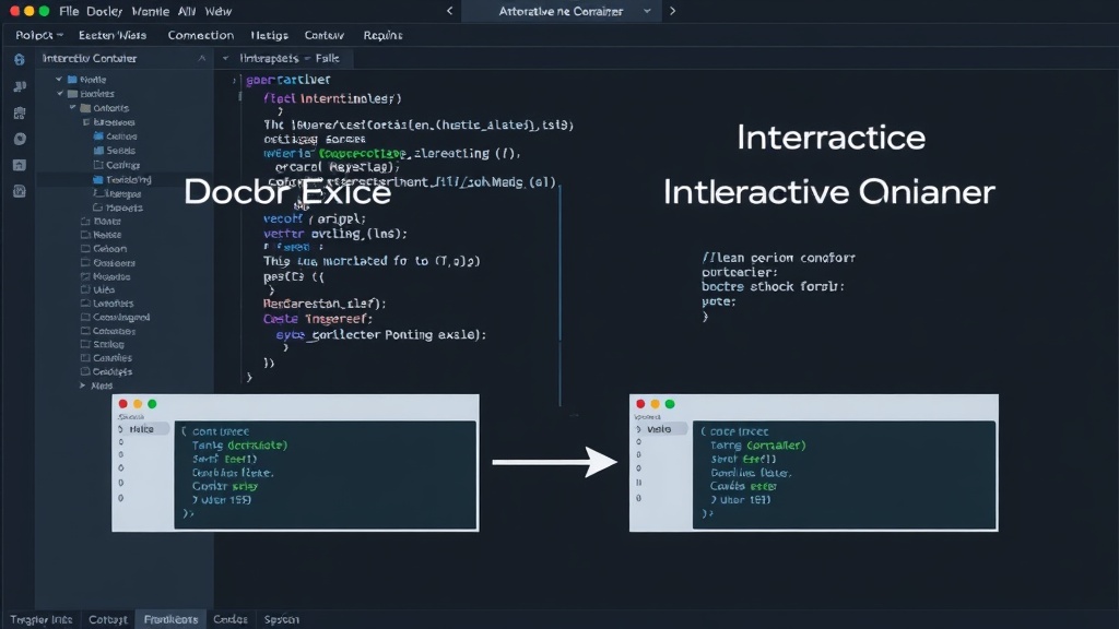 Diagram illustrating the difference between a non-interactive container and an interactive container session.
