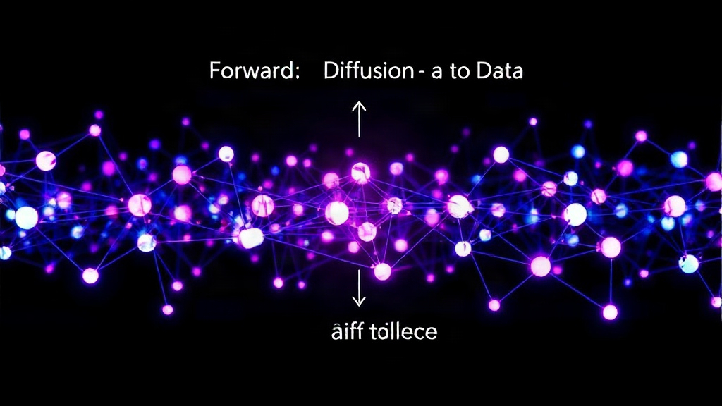 Diagram illustrating the forward diffusion from data to noise and reverse generation from noise to data