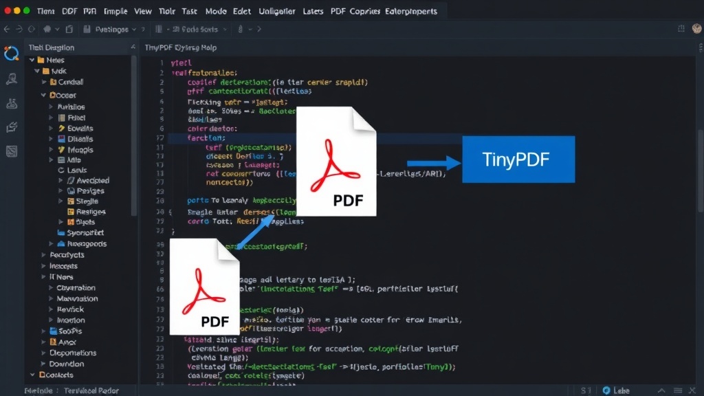 User interface of TinyPDF showing drag-and-drop functionality for PDF files