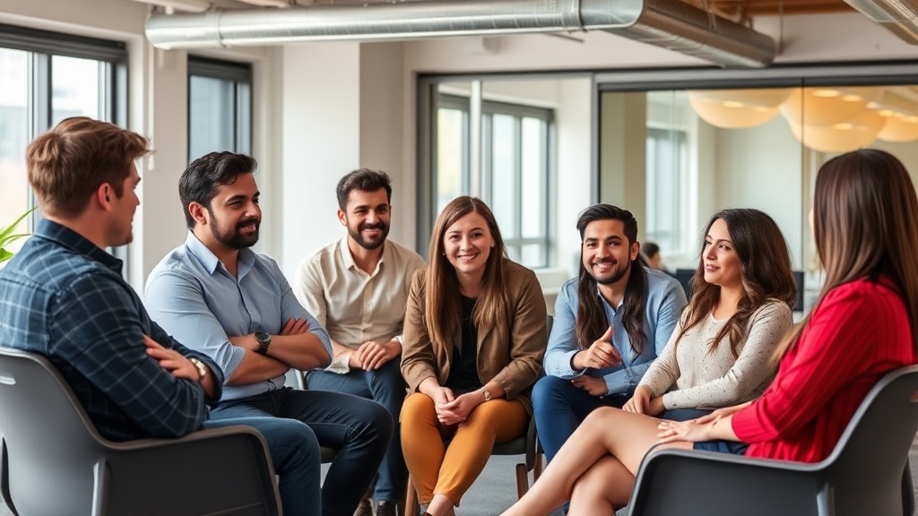 A group of diverse startup founders in a discussion panel setting.