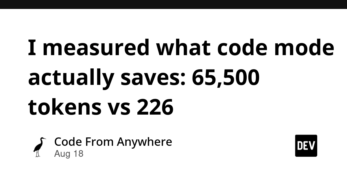 LLM Code Mode: 65,500 Tokens Saved in Real-World Task