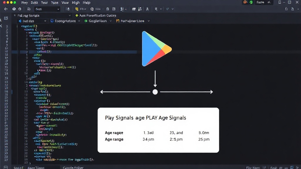 Diagram illustrating how Play Age Signals API communicates age ranges from Family Link to apps.