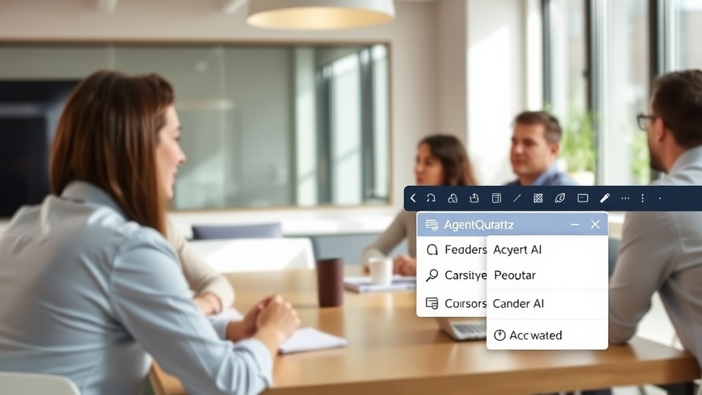 AgentQuartz menu bar icon and dropdown menu showing AI interaction options