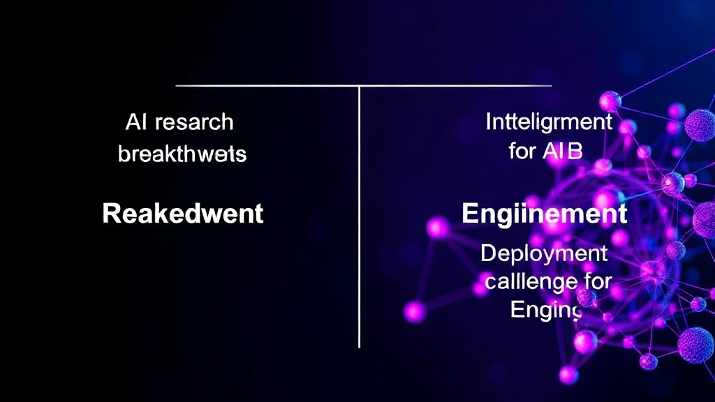 Diagram comparing AI research breakthroughs versus AI engineering and deployment challenges