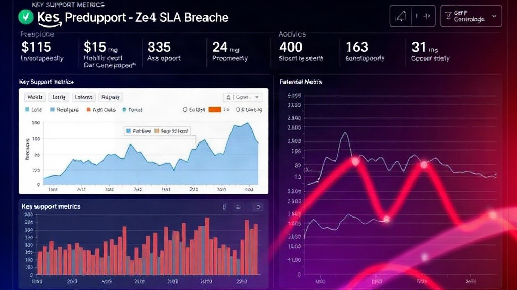 Dashboard showing key support metrics and potential SLA breach warnings