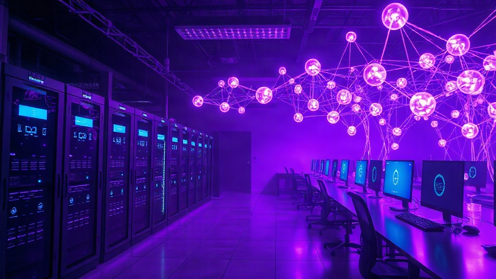 Meta's AI research lab, showcasing servers and developer workstations.