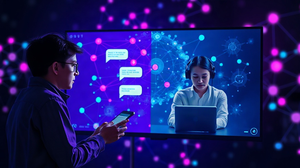 A split screen showing a student interacting with an AI chatbot and a traditional tutor session
