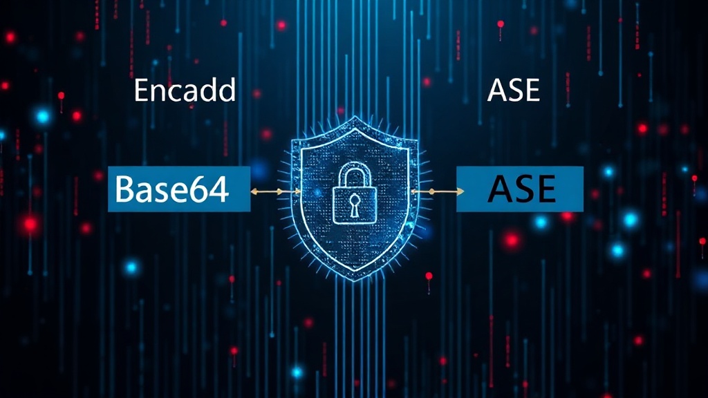 Diagram comparing data encoding (e.g., Base64) vs. cryptographic encryption (e.g., AES)