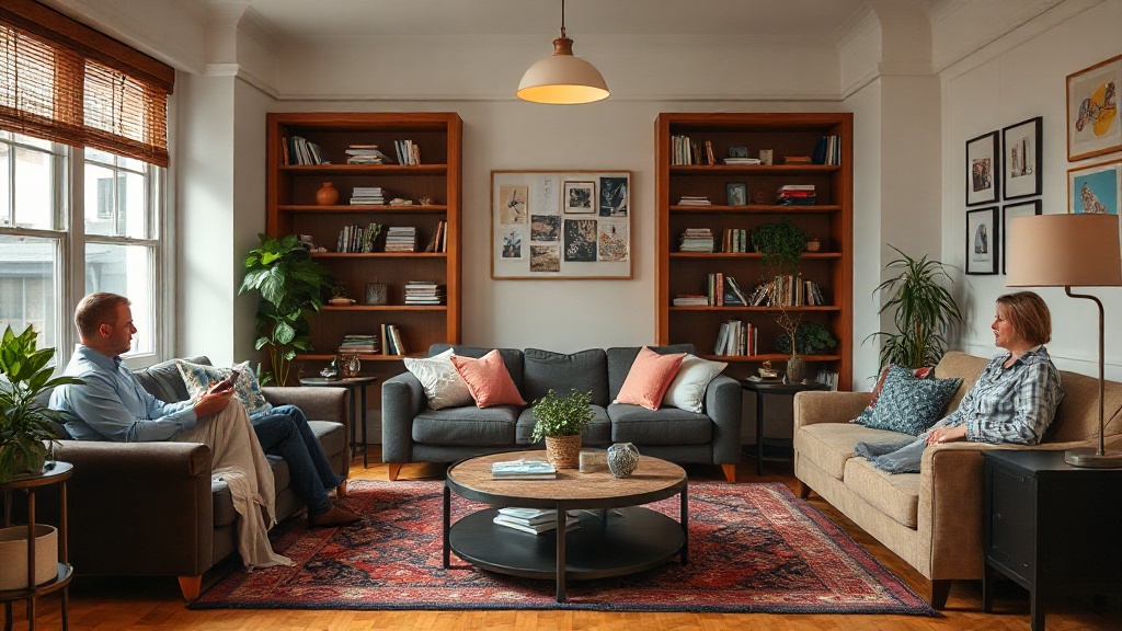 Mock-up of a British living room set for a sitcom episode