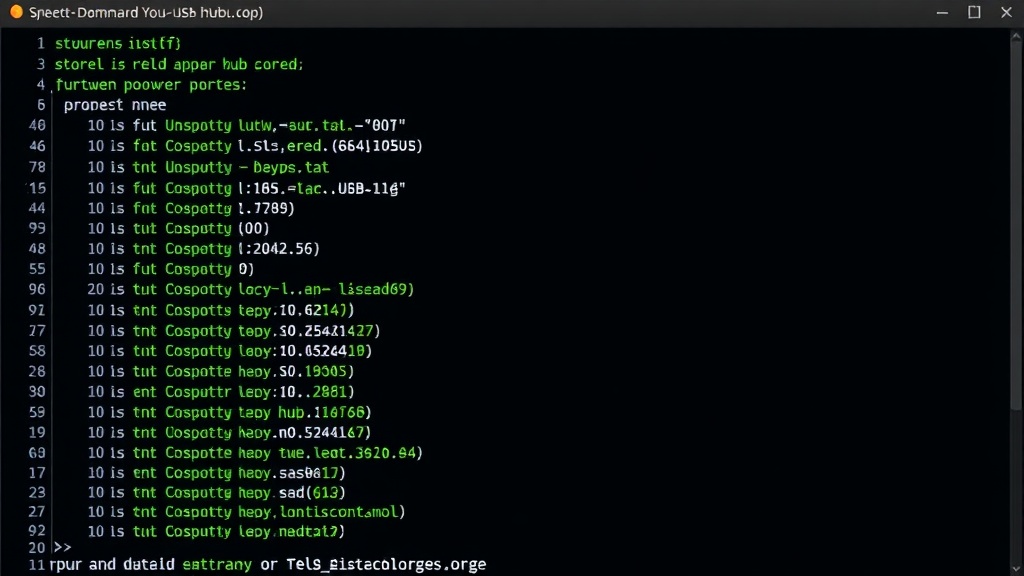 Command-line interface showing uhubctl listing USB hub ports and their power status