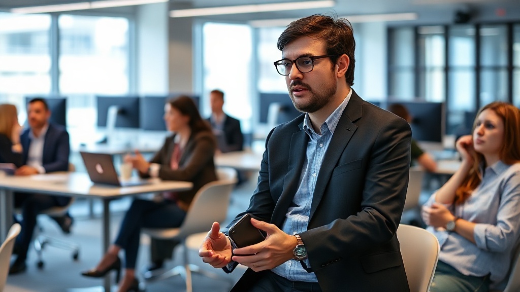 Sir Demis Hassabis, pictured in a professional setting, addressing a conference.