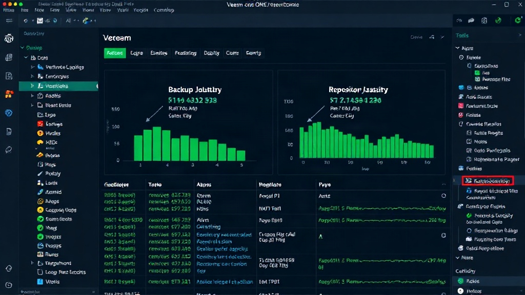 Veeam ONE dashboard displaying backup job status and repository capacity alerts