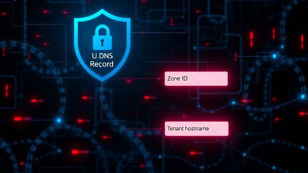 Diagram illustrating distinct fields for zone ID and tenant hostname in a DNS record configuration