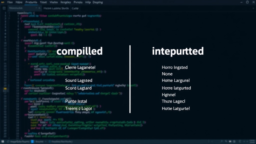 Diagram comparing compiled vs. interpreted language performance characteristics