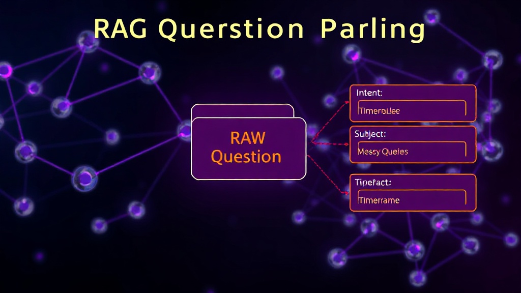 Diagram showing a raw question being parsed into typed fields like intent, subject, and timeframe.