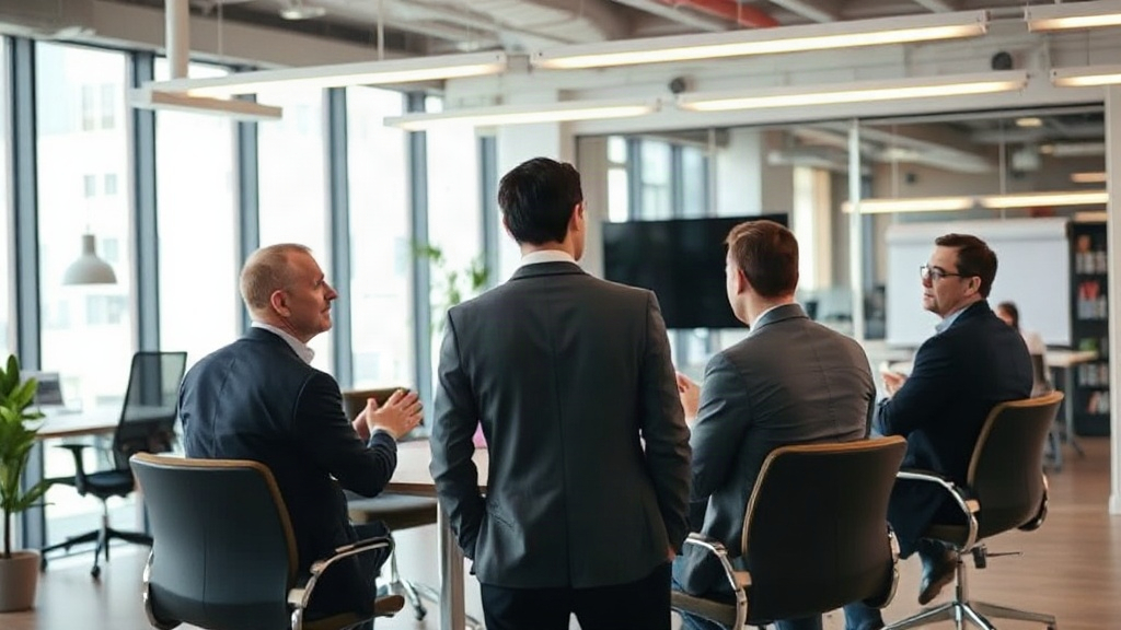 Venture capital firm partners discussing AI investment strategy in a modern office