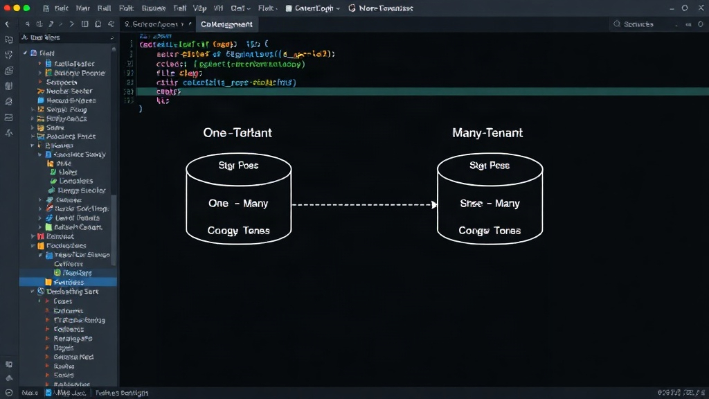 Database schema diagram illustrating one-to-many and many-to-many user-tenant relationships
