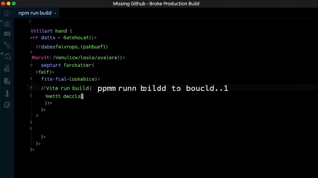 Vite build output showing the 'npm run build' command failing with exit code 1