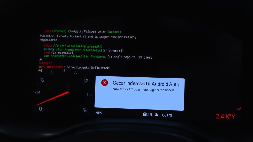 Car dashboard displaying a generic error message after a failed OTA update