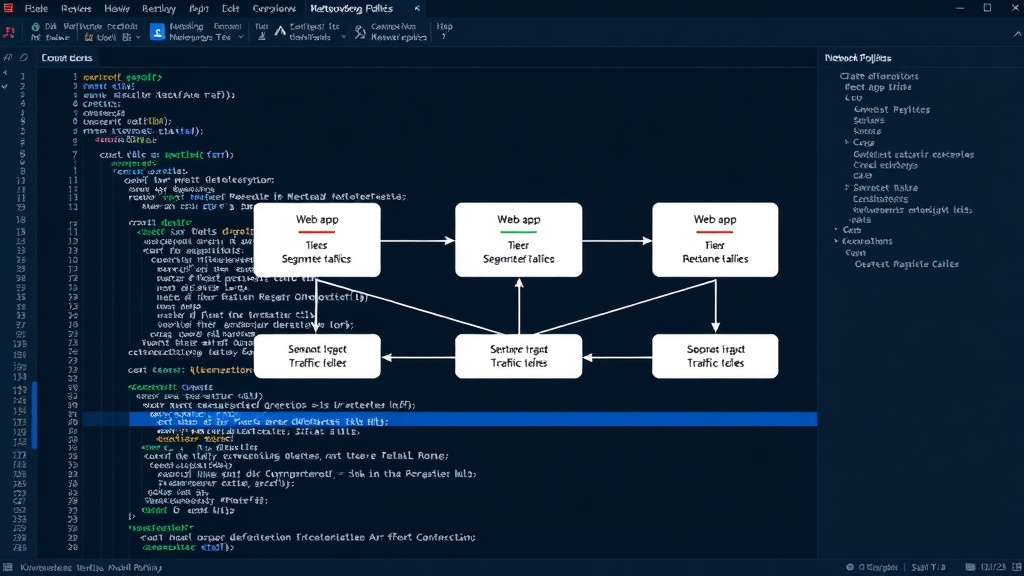 Diagram illustrating segmented traffic flow between web app tiers using Network Policies