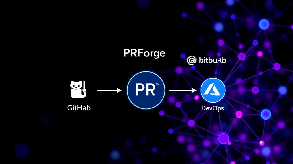 Diagram showing PRForge integration across GitHub, GitLab, Bitbucket, and Azure DevOps