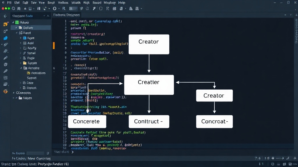 UML diagram showing Creator, ConcreteCreator, Product, and ConcreteProduct roles
